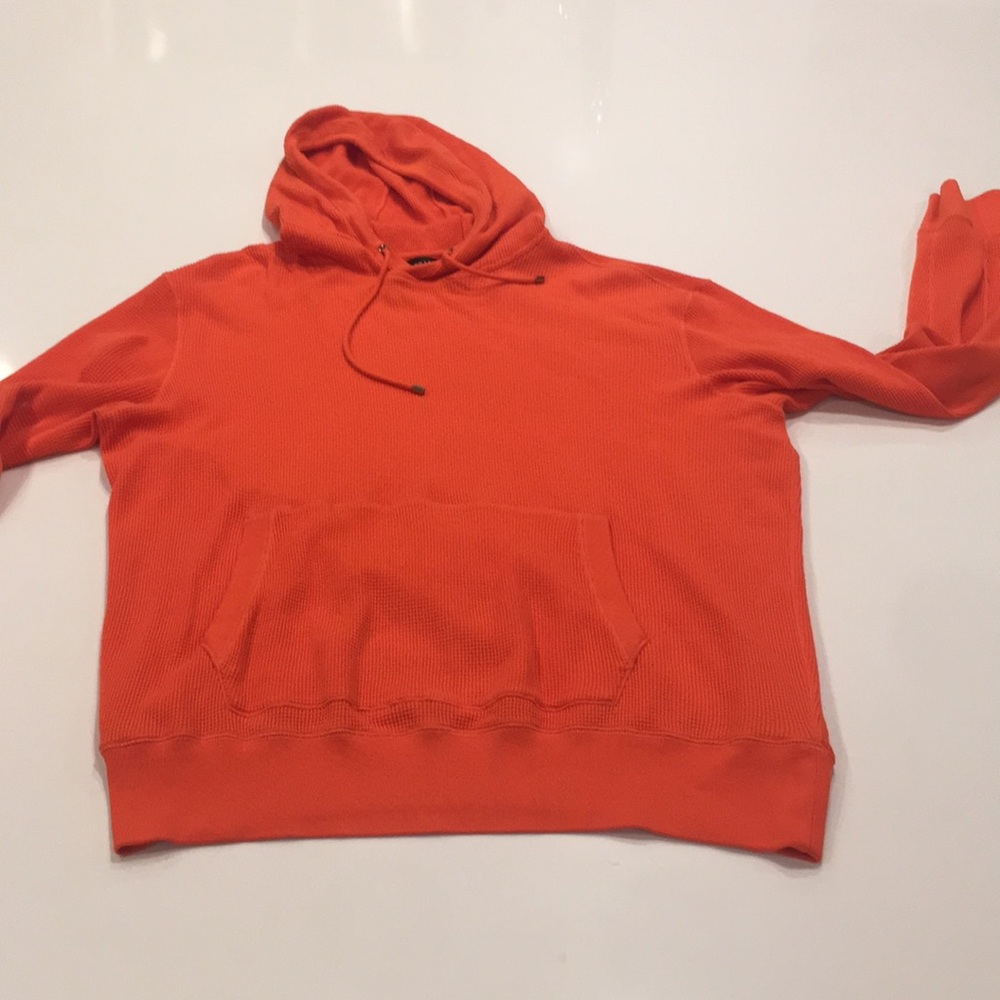 Ralph Lauren ORANGE Waffle Weave Hoodie Menβs Lrg - Picture 2 of 8